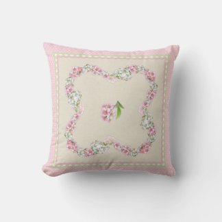 Pink & white spring flower pillow
