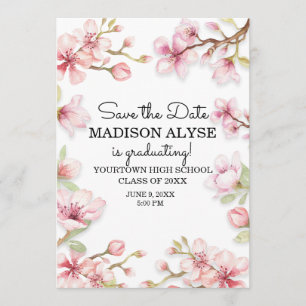 Pink White Spring Garden Floral Graduation Invitation