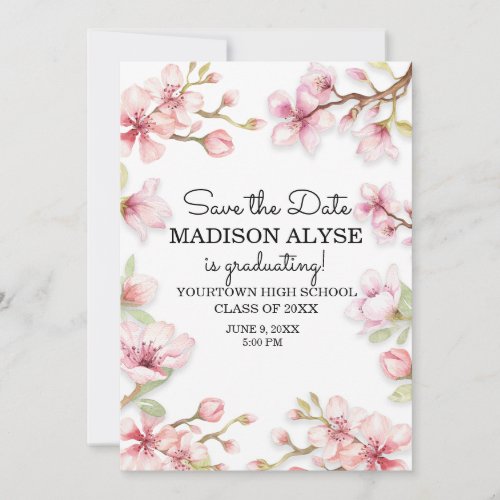 Pink White Spring Garden Floral Graduation Invitation