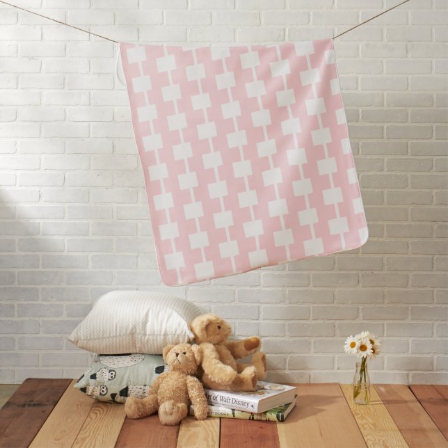 Pink & White Square Baby Blanket (In Situ)