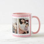 Pink White Stamp Frame 4 Family Photo Mug at Zazzle