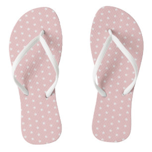 Pink White Star Pattern Flip Flops