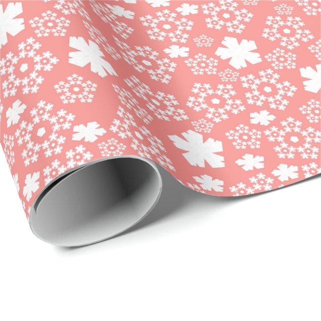 Pink & White Star & Snowflake Pattern Wrapping Paper (Roll Corner)