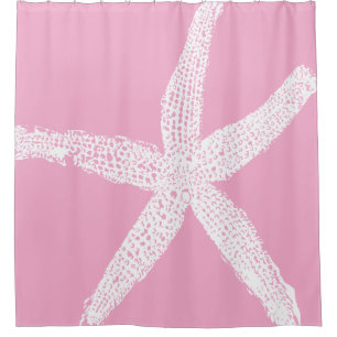 Pink White Starfish Beach Nautical Girly Custom Shower Curtain