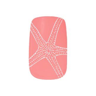 Pink & White Starfish Minx Nail Wraps