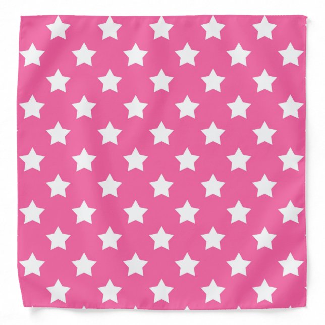 Pink White Stars Pattern Decorative Bandana (Front)