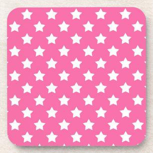 Pink White Stars Pattern Decorative Beverage Coaster