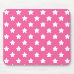 Pink White Stars Pattern Decorative Mouse Pad