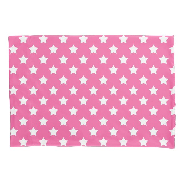 Pink White Stars Pattern Decorative Pillow Case (Front)