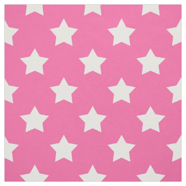 Pink White Stars Pattern Decorative Textile Fabric (Swatch)