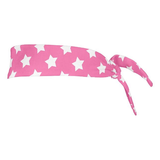 Pink White Stars Pattern Decorative Tie Headband (Rotate 90)