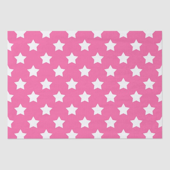 Pink White Stars Pattern Decorative Tissue Paper (Front)