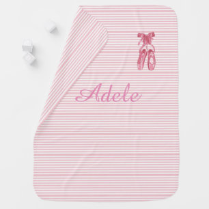 Pink white stripe baby ballerina blanket