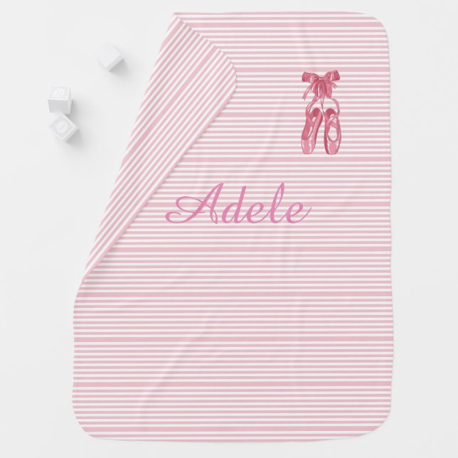Pink white stripe baby ballerina blanket (In Situ)