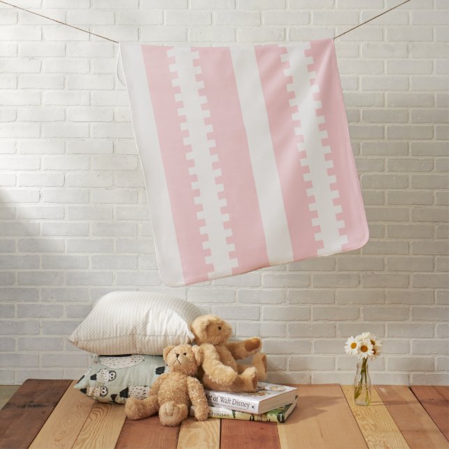 Pink & White Stripe Baby Blanket (In Situ)
