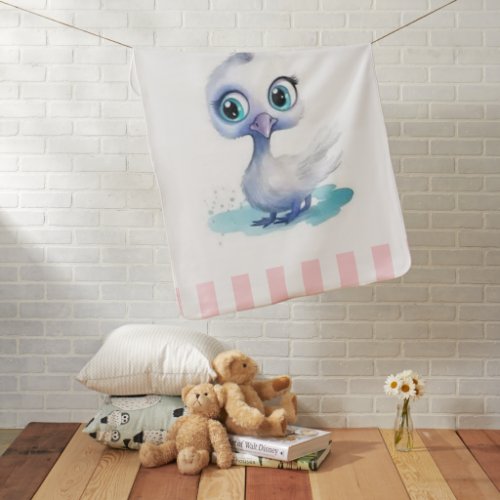 Pink & White Stripe Baby Blanket Duck