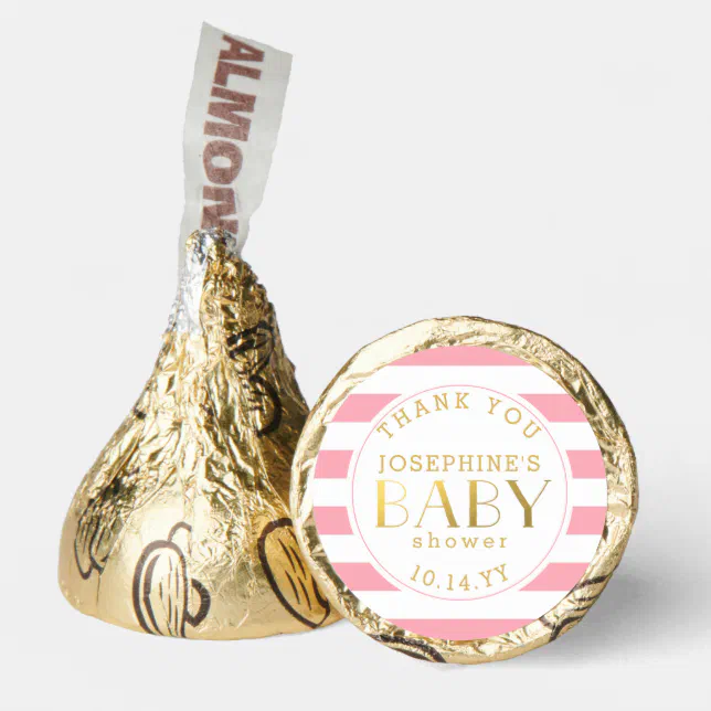 Pink White Stripe Baby Shower Hershey®'s Kisses® | Zazzle
