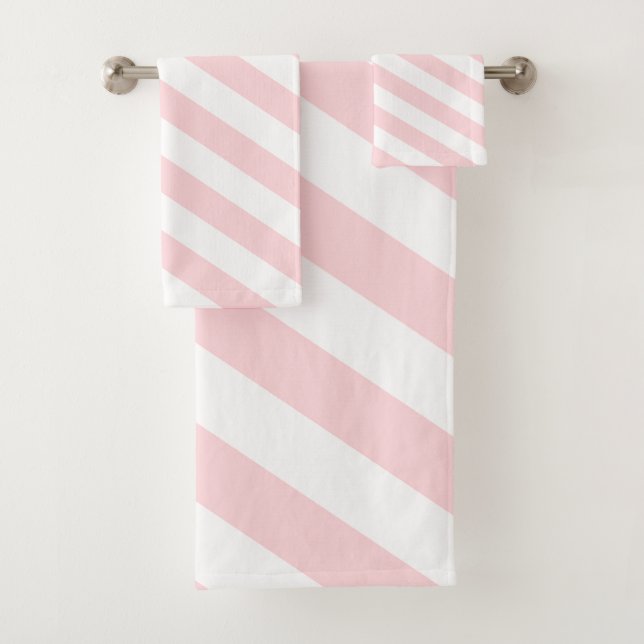 Pink & White Stripe Bathroom Towel Sets (Insitu)