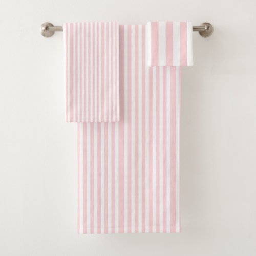 Pink  White Stripe Bathroom Towel Sets