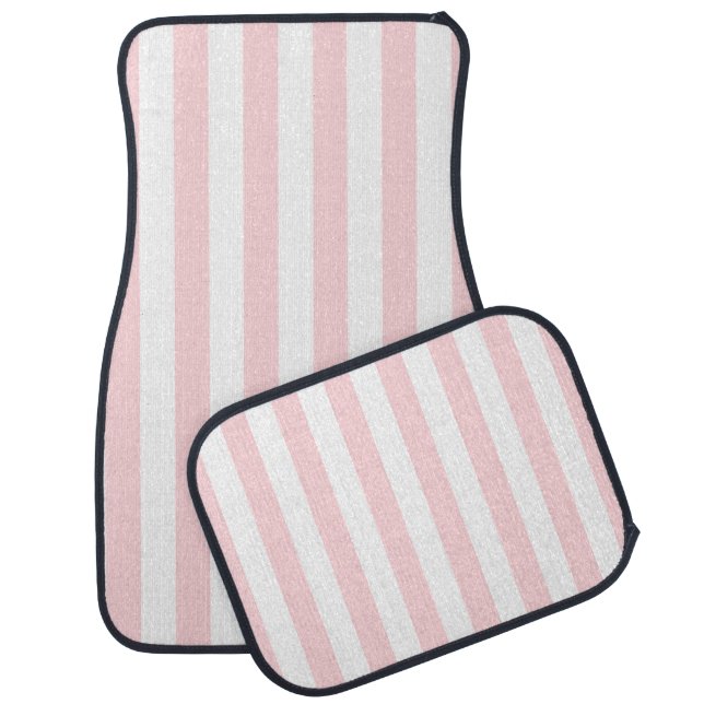 Pink & White Stripe  Car Floor Mat (Set)