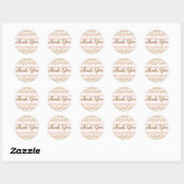 Pink White Stripe Gold Confetti Party Thank You Classic Round Sticker (Sheet)