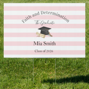 Pink White Stripe Graduation 2026  Yard Sign 