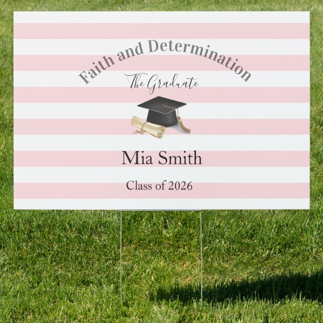 Pink White Stripe Graduation 2026  Yard Sign  (Insitu)