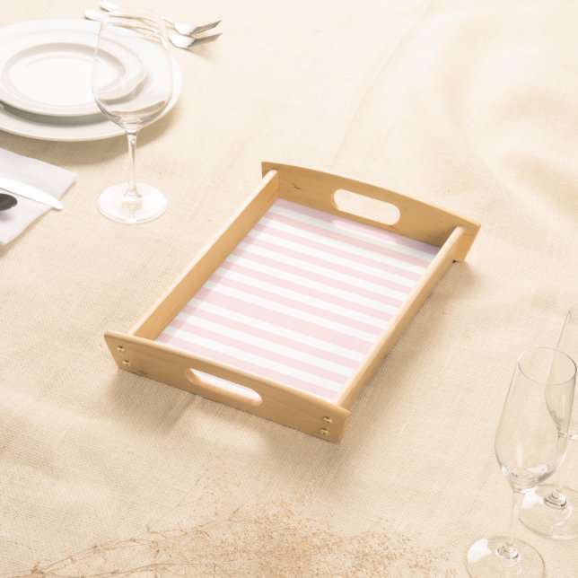 Pink & White Stripe Serving Tray (Front)