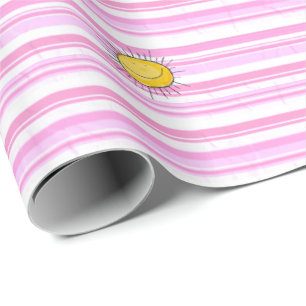 Pink & White Stripe Sunshine Wrapping Paper 