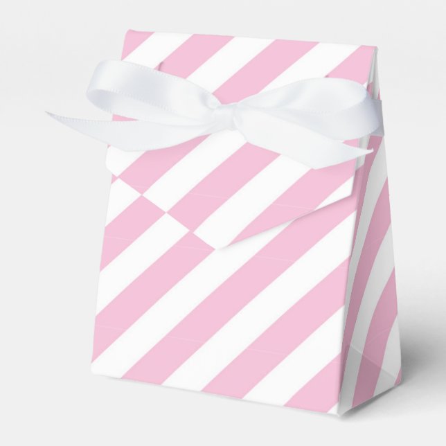 Pink & White Striped Birthday Party Favor Boxes (Front Side)