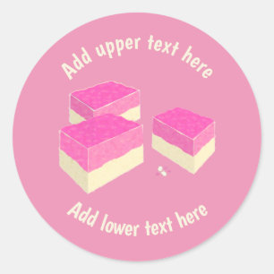 Pink & White Striped Coconut Ice Candy - own text Classic Round Sticker