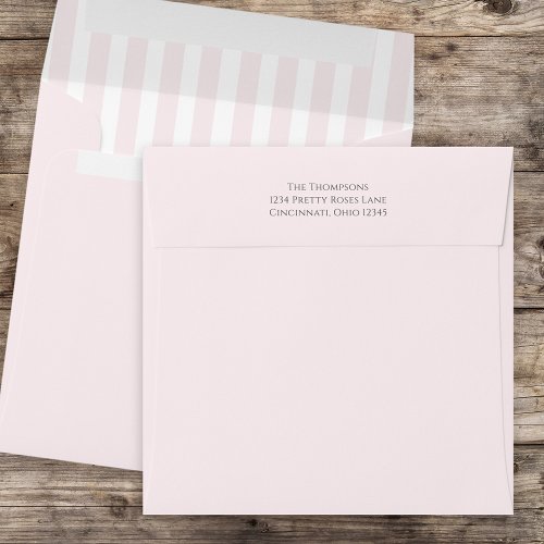 Pink White Striped Minimalist Cute Simple Square Envelope