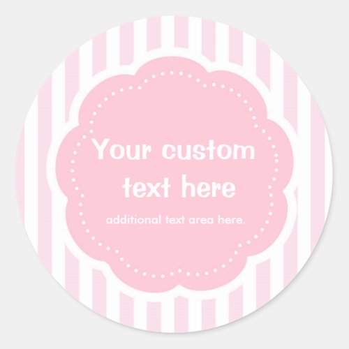 Pink White Striped Modern Cute Sticker Label