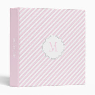 Pink & White Striped Pattern Binder