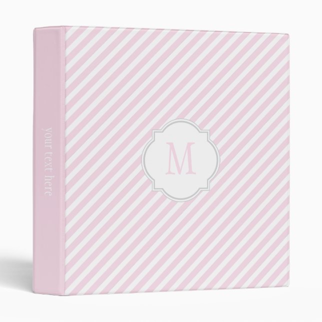 Pink & White Striped Pattern Binder (Front/Spine)
