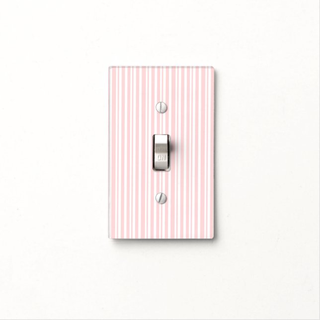 Pink & White Striped Pattern Modern Chic Light Switch Cover (In Situ)