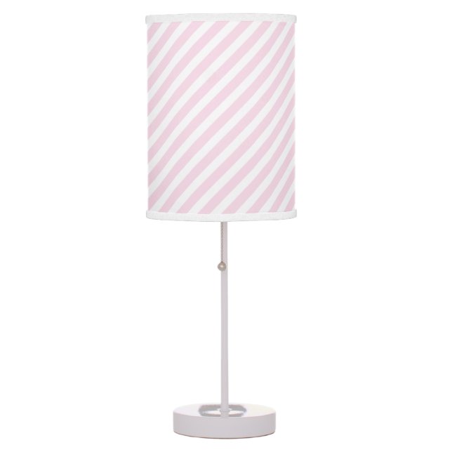 Pink & White Striped Pattern Table Lamp (Front)