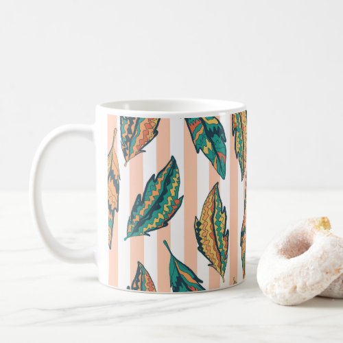 Pink White Stripes and Feathers Mug