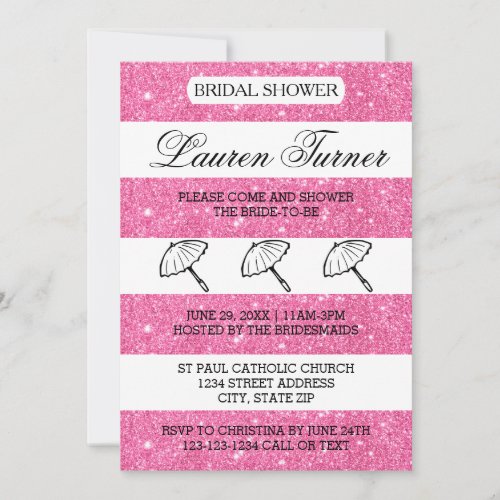 Pink White Stripes _ Bridal Shower Invitation