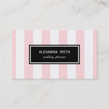Pink & White Stripes Business Card by byDania at Zazzle