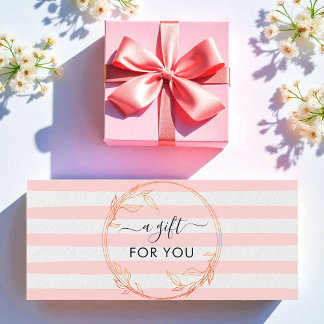 Pink White Stripes Business Gift Certificate