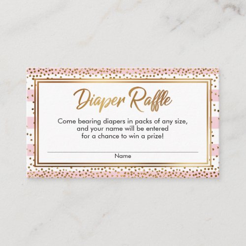 Pink  White Stripes Confetti Diaper Raffle Cards