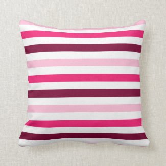 Pink & White Stripes Cotton Throw Pillow