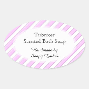Pink White Stripes Custom Soap or Recipe Sticker
