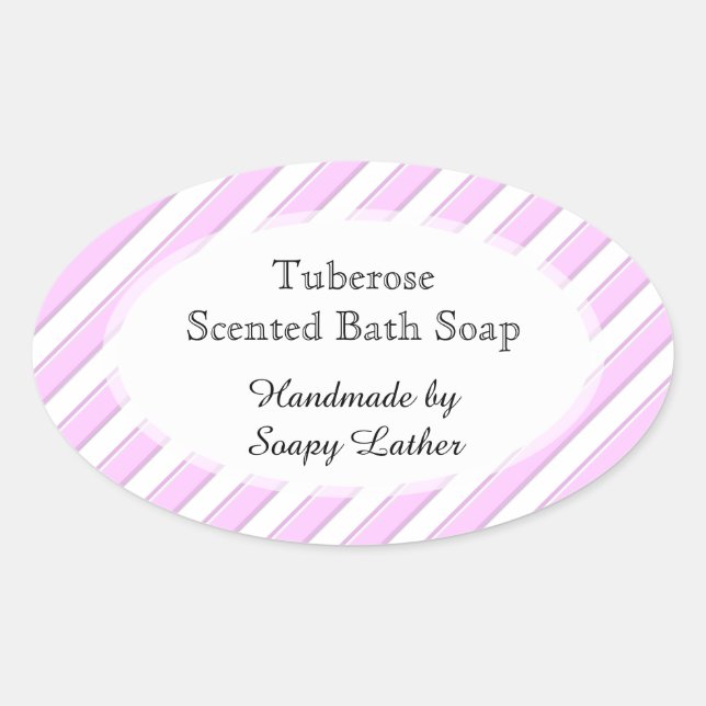 Pink White Stripes Custom Soap or Recipe Sticker (Front)