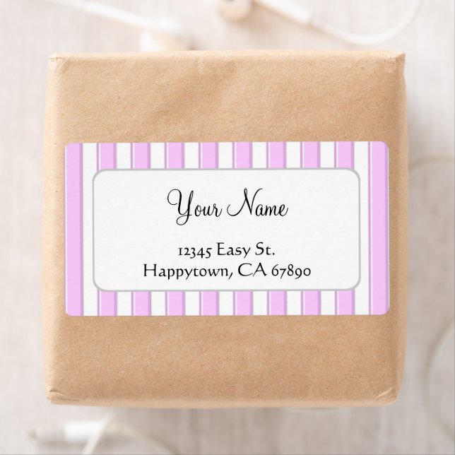 Pink White Stripes Custom Template Large Shipping Label (Insitu)