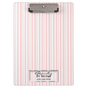 Pink White Stripes Elegant Chic Glam Personalized Clipboard