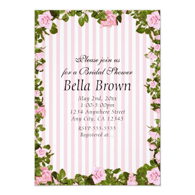 Pink & White Stripes Elegant Rose Chic Invitations