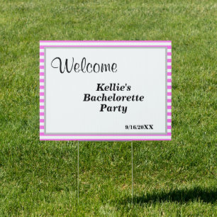 Pink/White Stripes Framed Bachelorette Party Sign