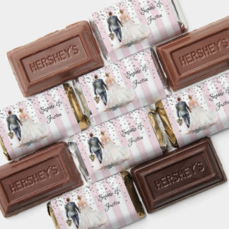 Pink & White Stripes Glitter Personalized  Hershey's Miniatures